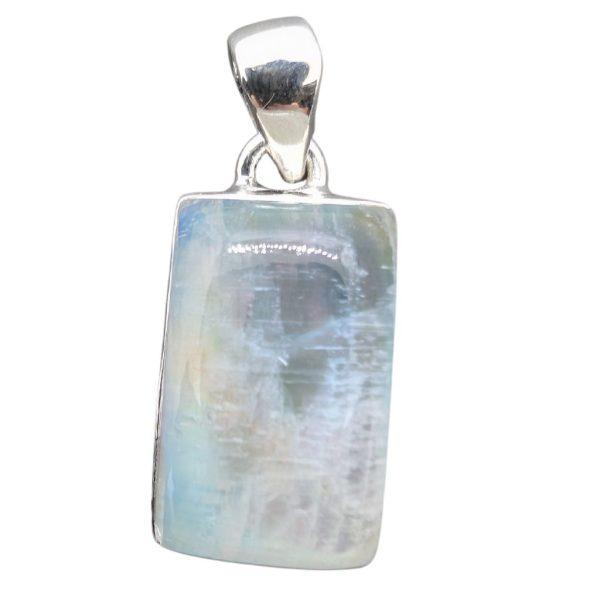 Pendente in Rainbow Moonstone rettangolare